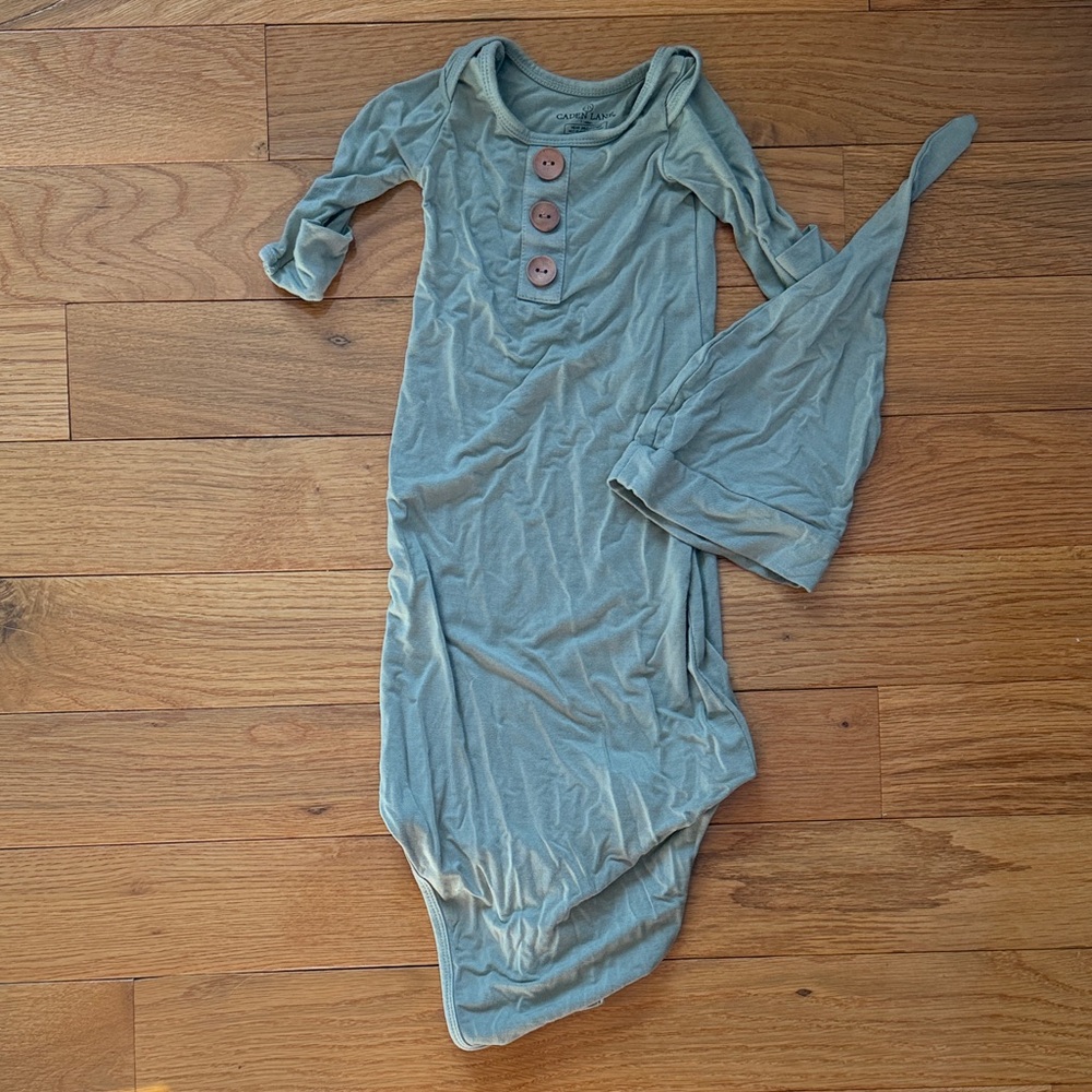 Caden lane knot gown with hat sage green